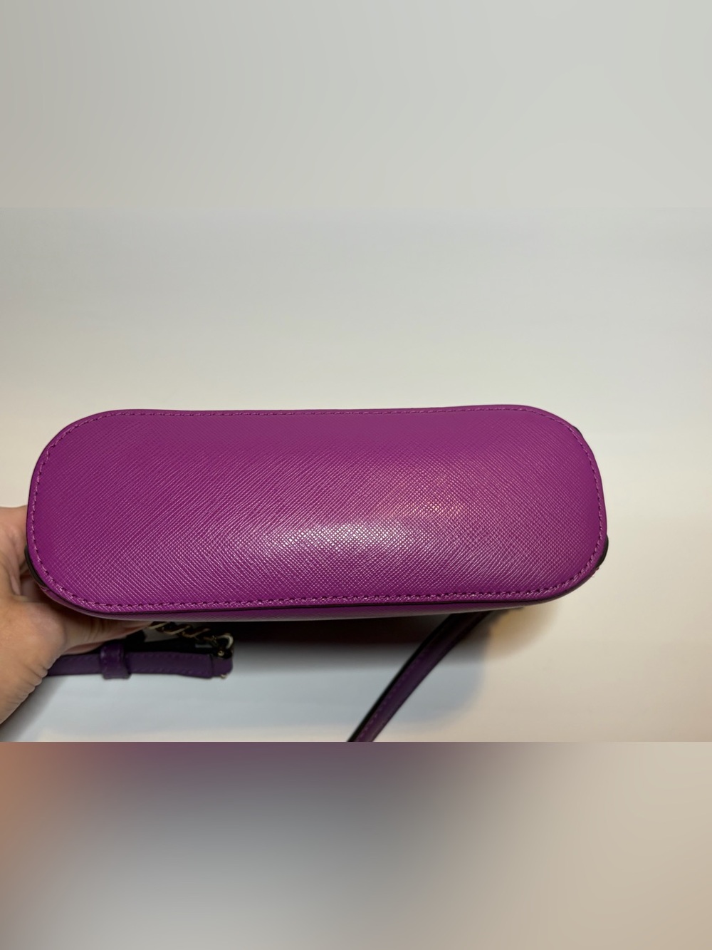 Kate Spade Small Payton Domed Crossbody Pink Purple Colorblock Saffiano LIKE NEW - Picture 5 of 15